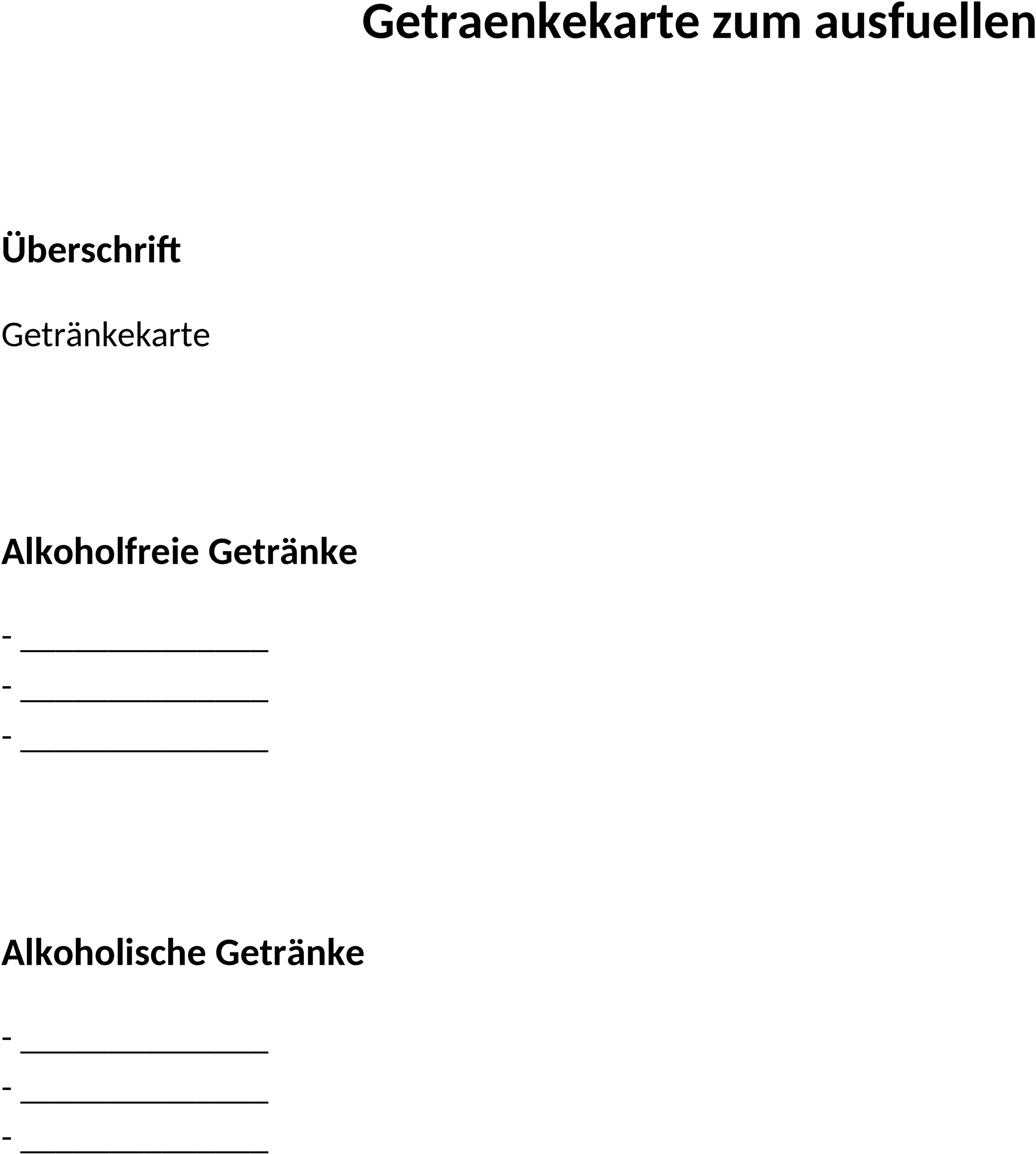 Getraenkekarte im Word-Format