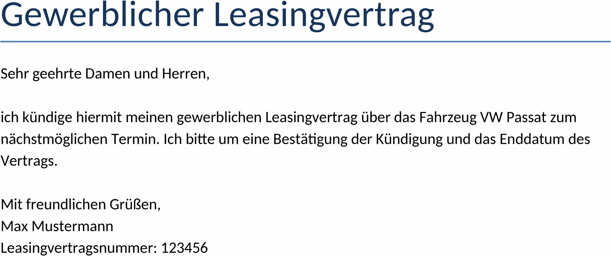 Gewerblicher Leasingvertrag Word-Vorlage