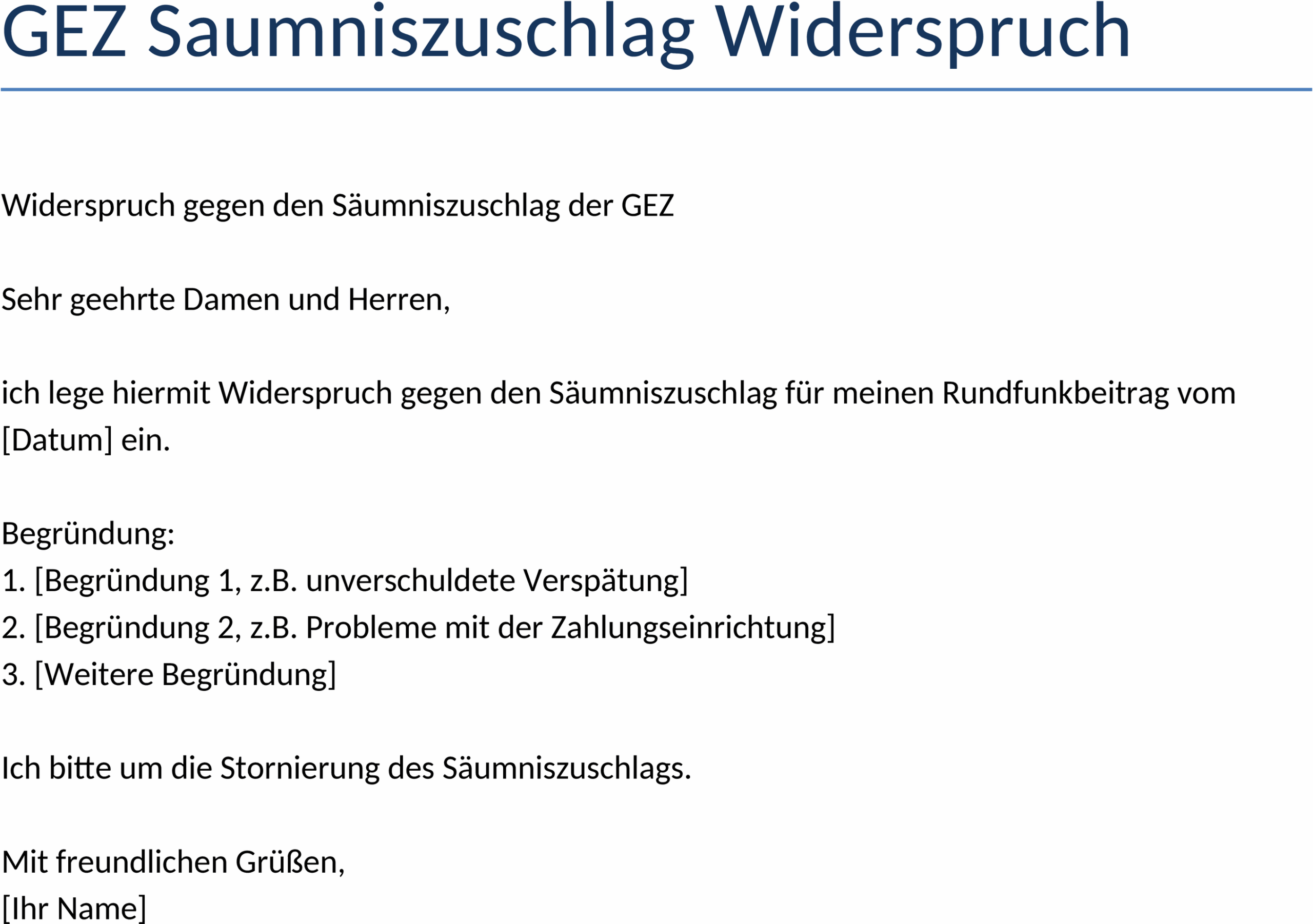 GEZ Saeumniszuschlag Widerspruch Word-Dokument