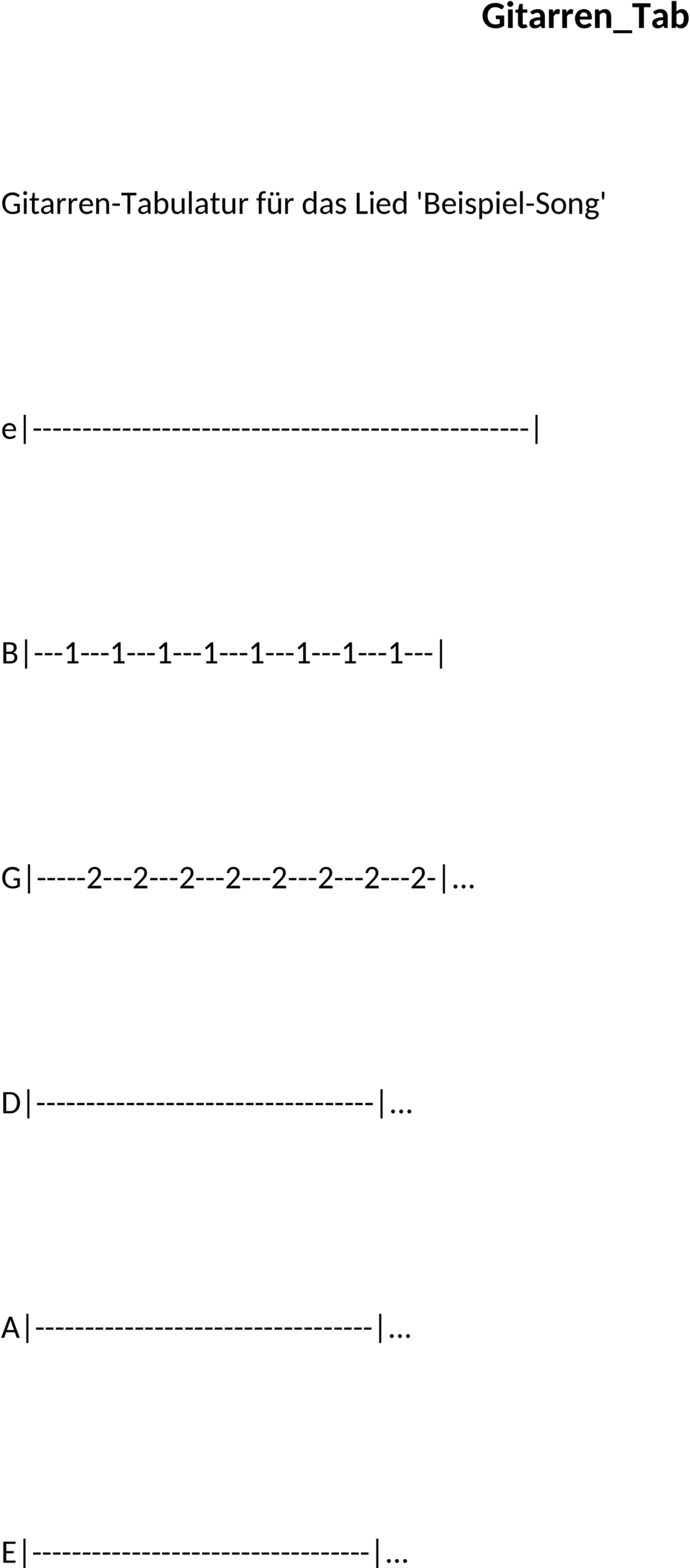 Gitarren-Tabellen-Vorlage im Word-Format
