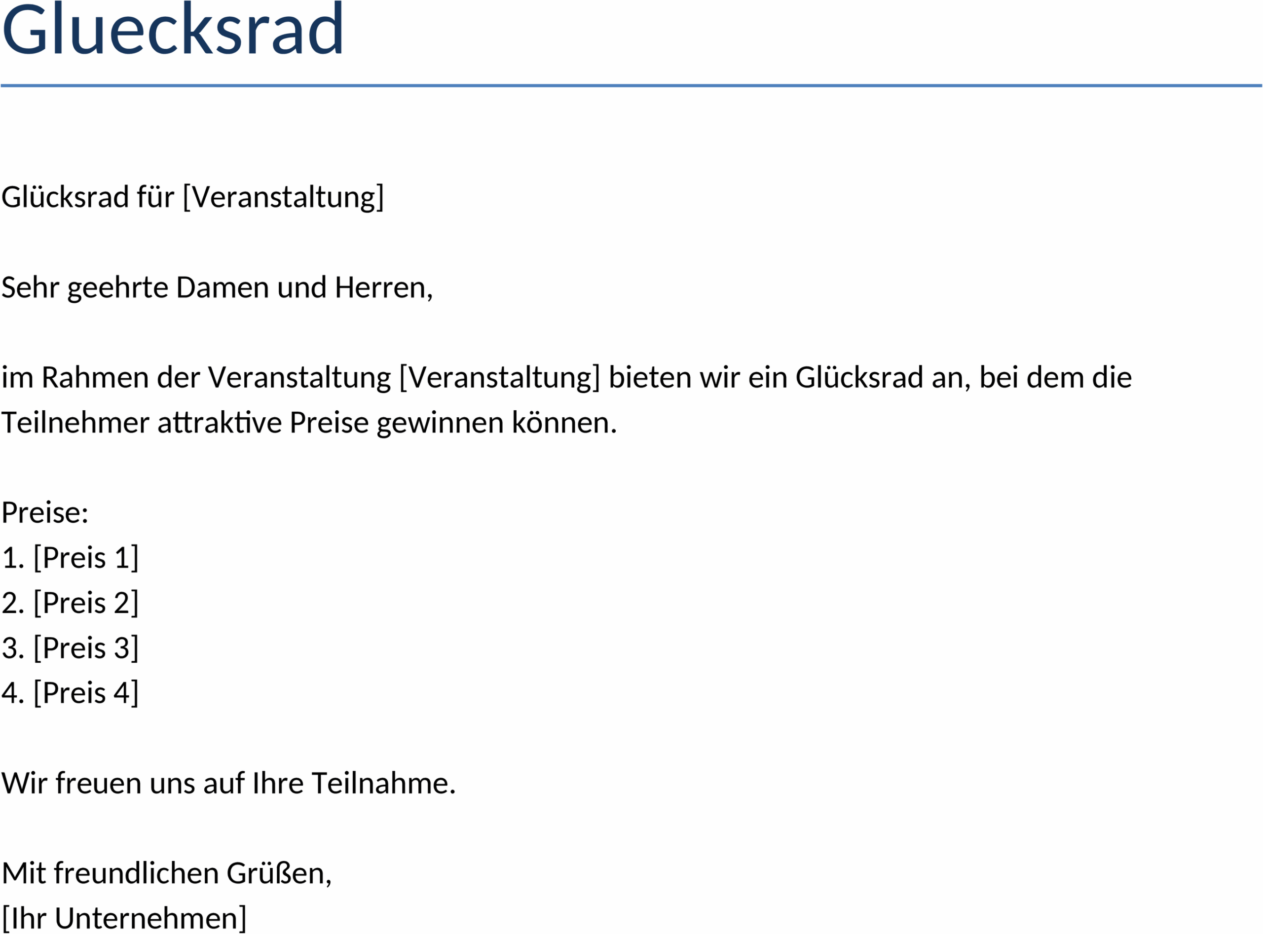 Gluecksrad Word Vorlage