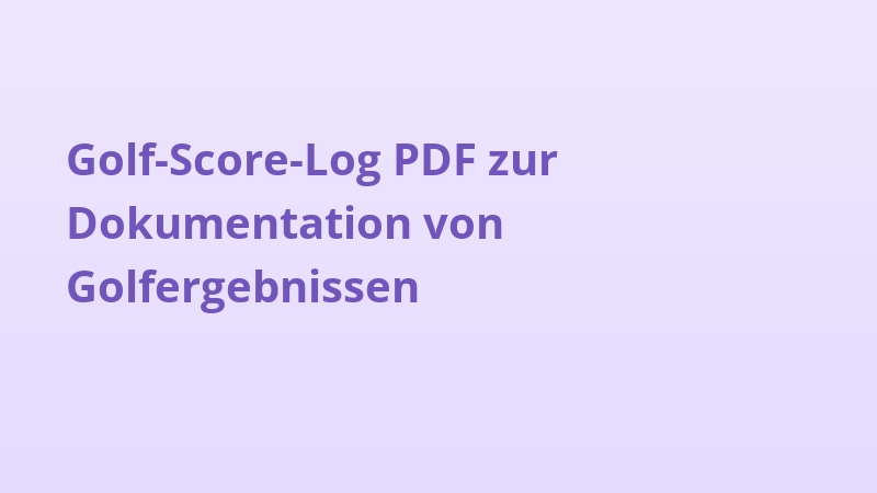 Golf-Score-Log PDF zur Dokumentation von Golfergebnissen