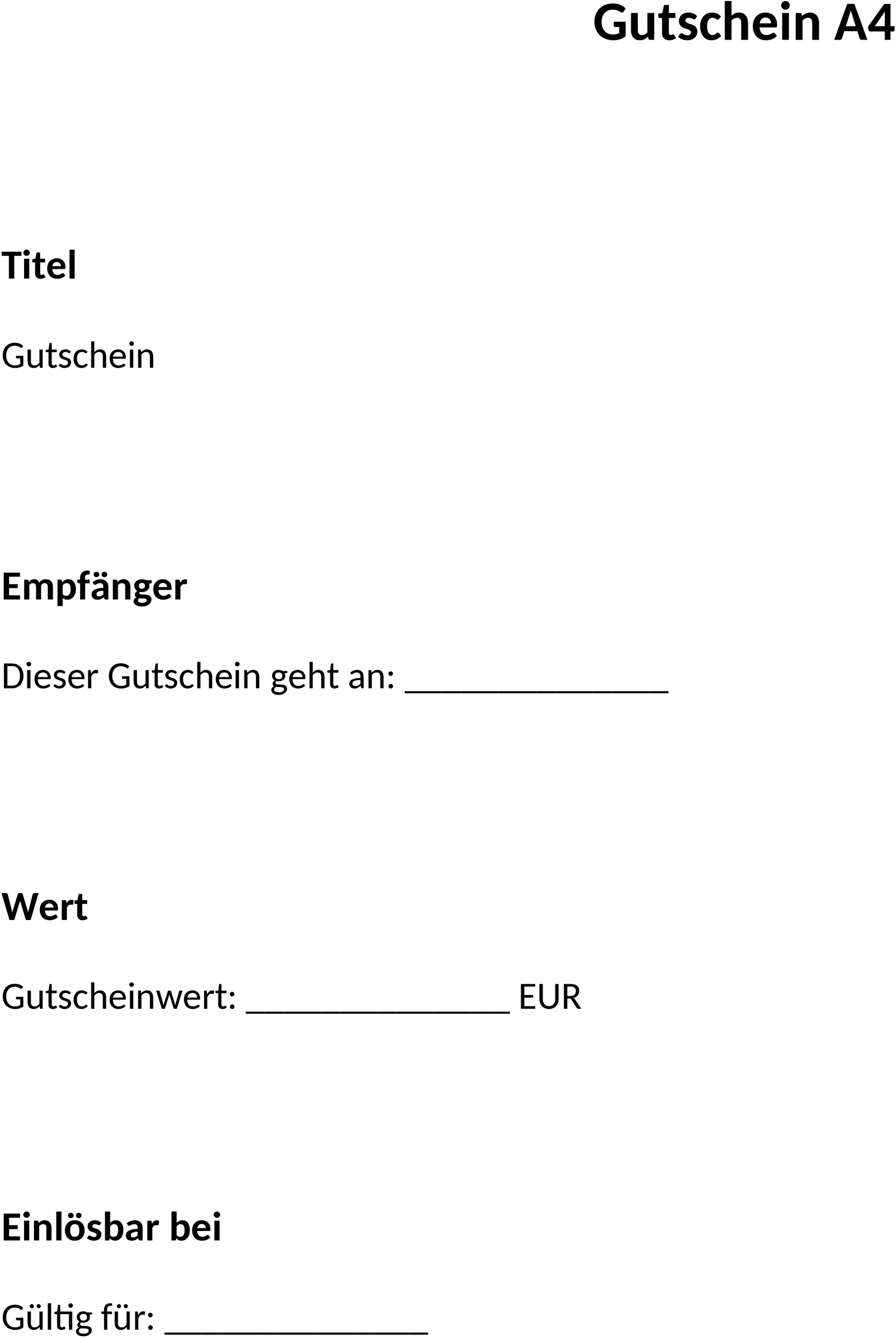 Gutschein A4 Word-Datei