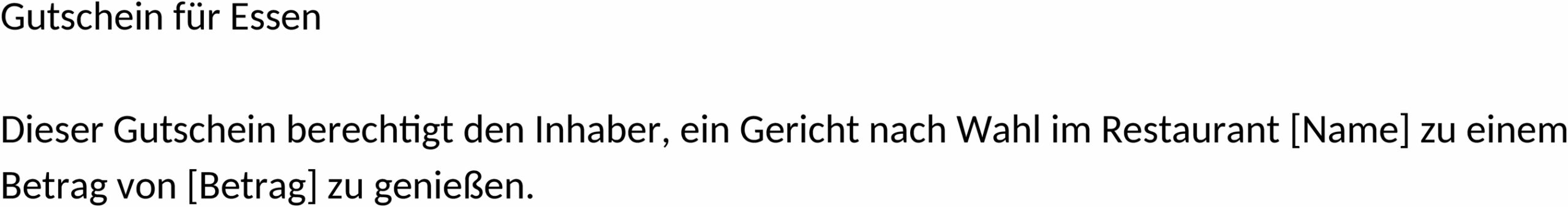Gutschein Essen Word-Vorlage