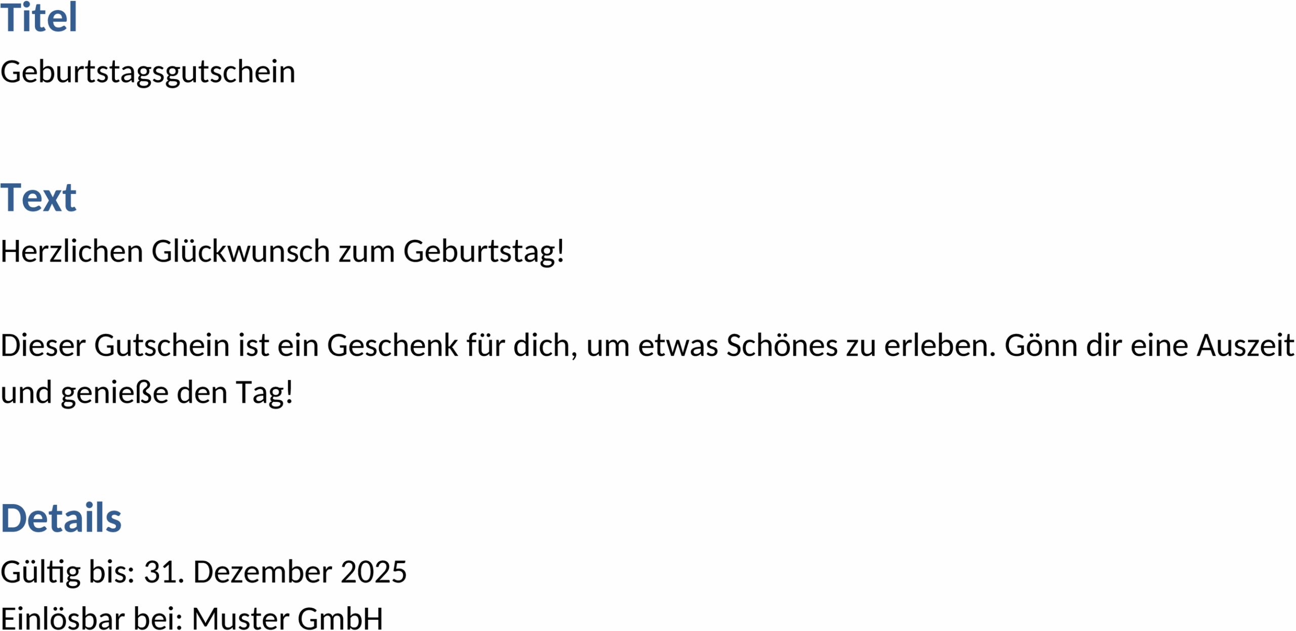 Gutschein Geburtstag Word-Dokument