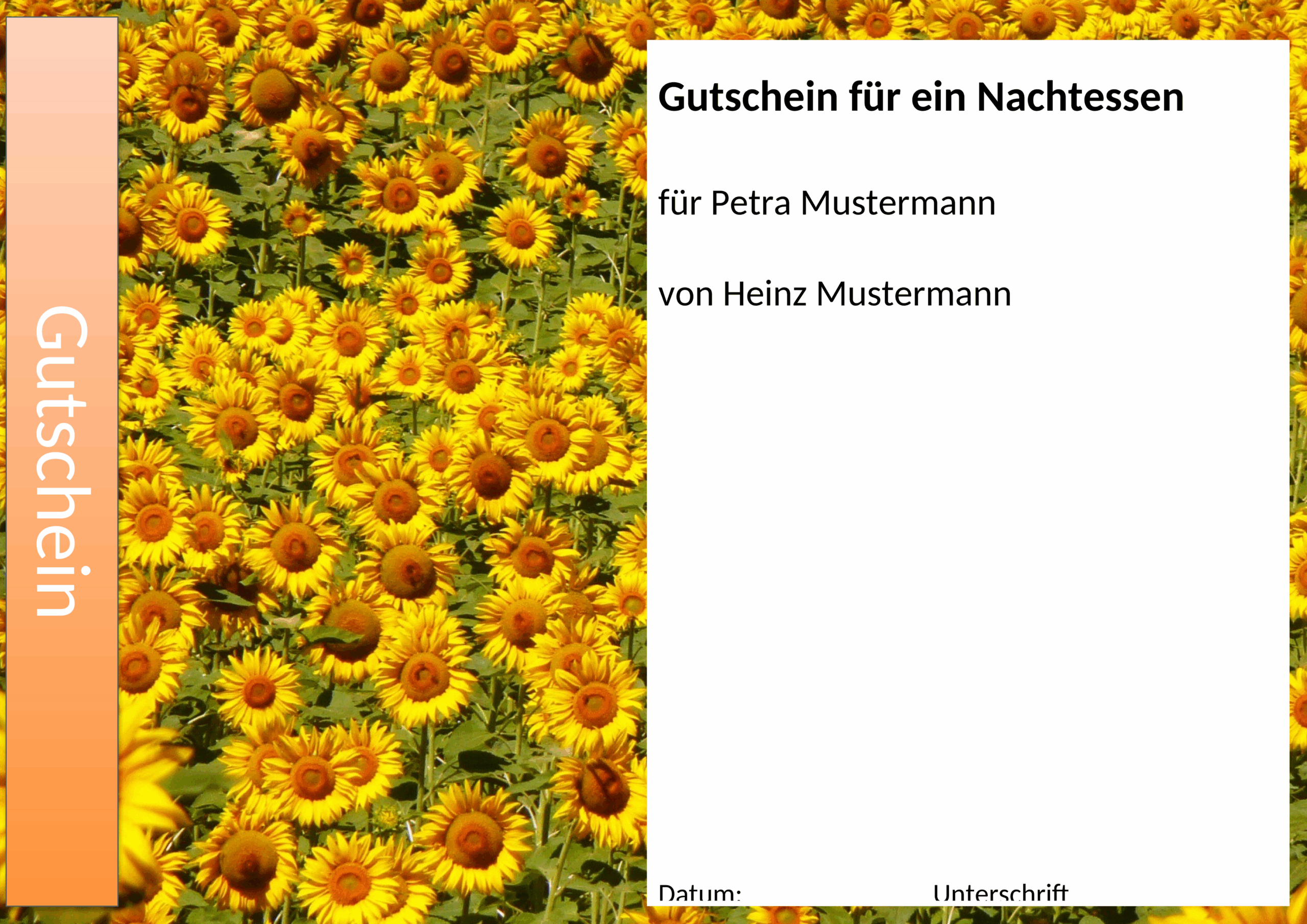 Gutschein Word-Vorlage für private Anlässe