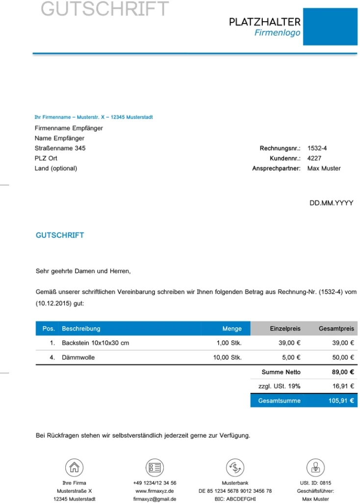 gutschrift-vorlage-fuer-unternehmen
