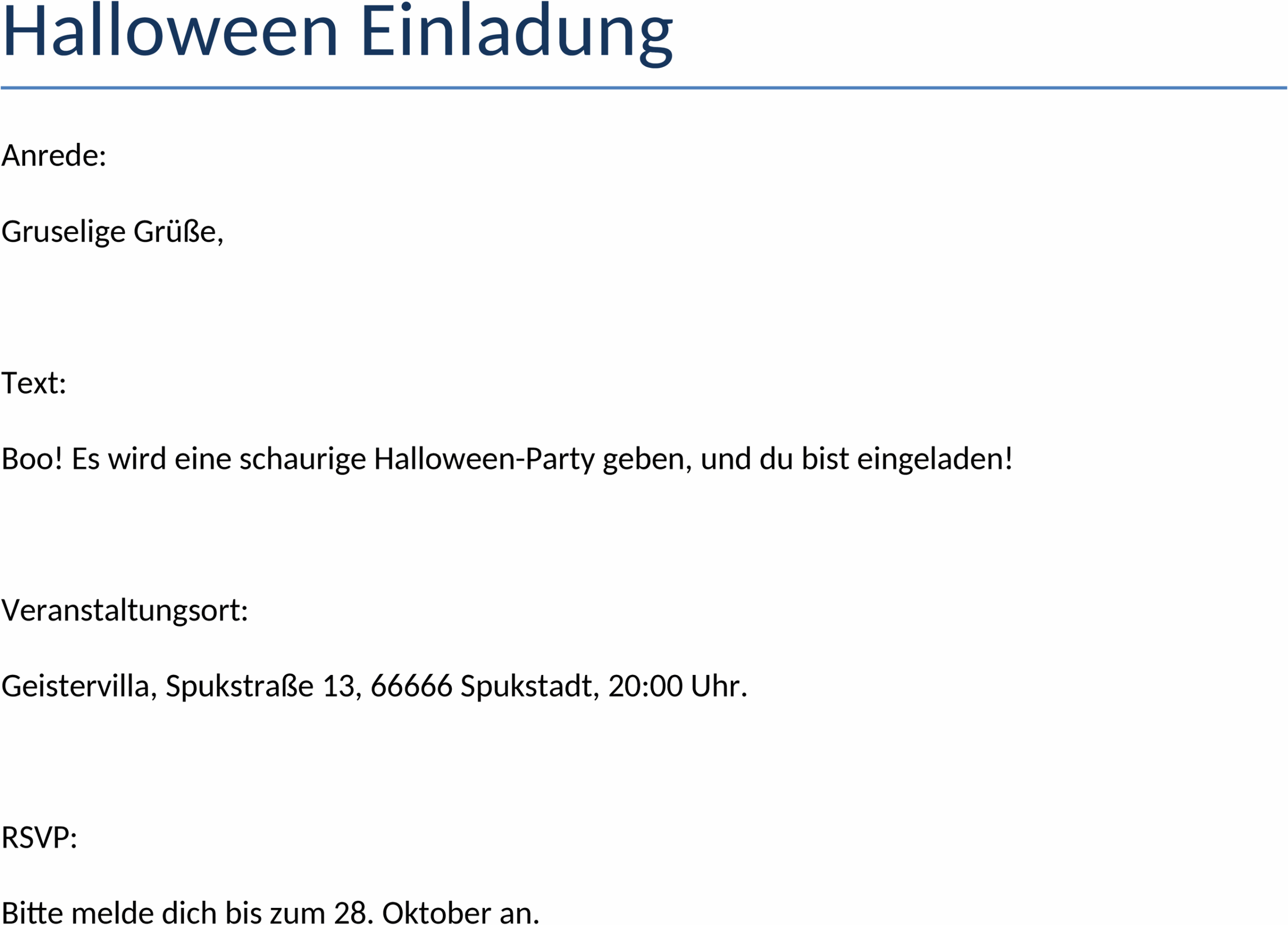 Halloween Einladung Word Template