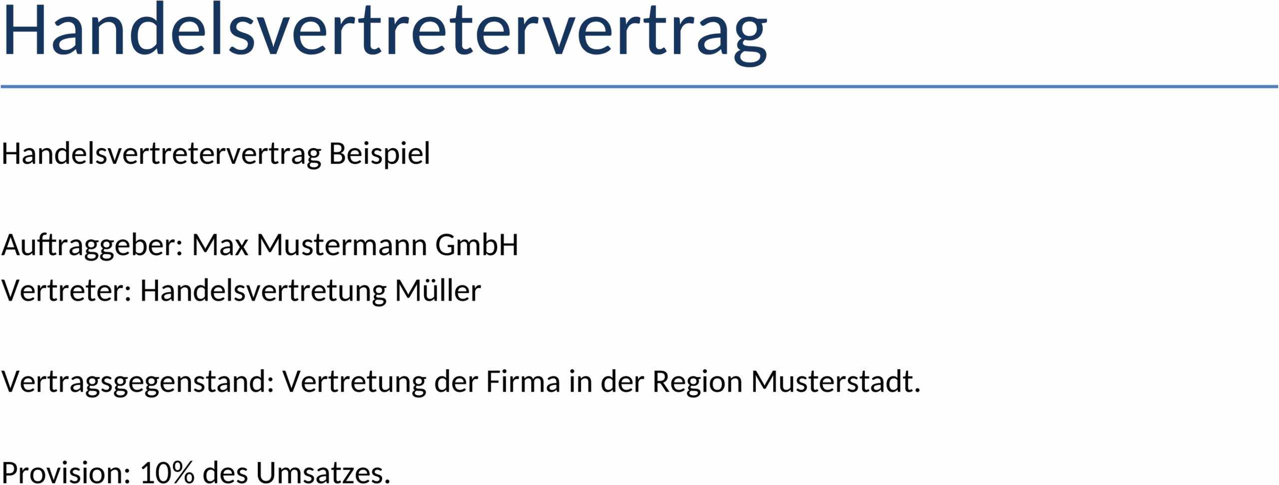 Handelsvertretervertrag als Word-Vorlage