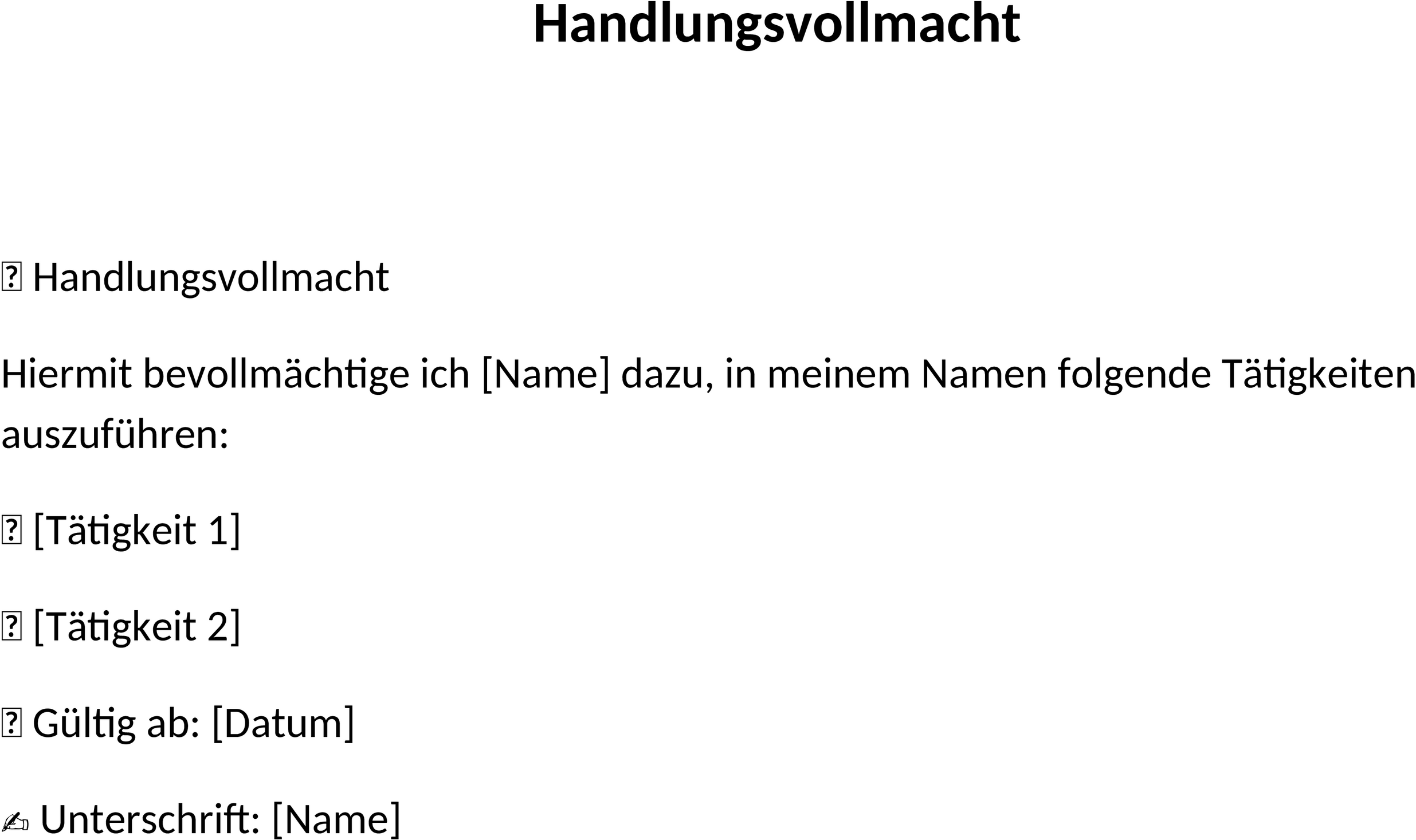Handlungsvollmacht Vorlage als Word-Dokument