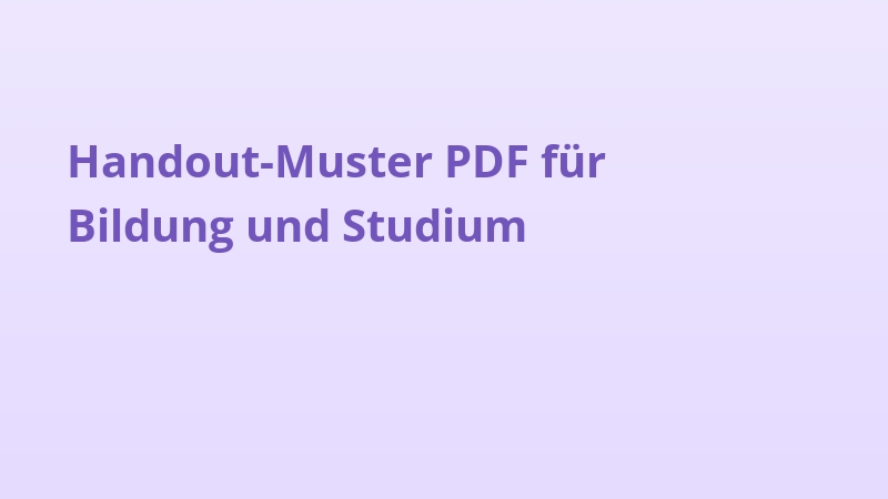 Handout-Muster PDF für Bildung und Studium