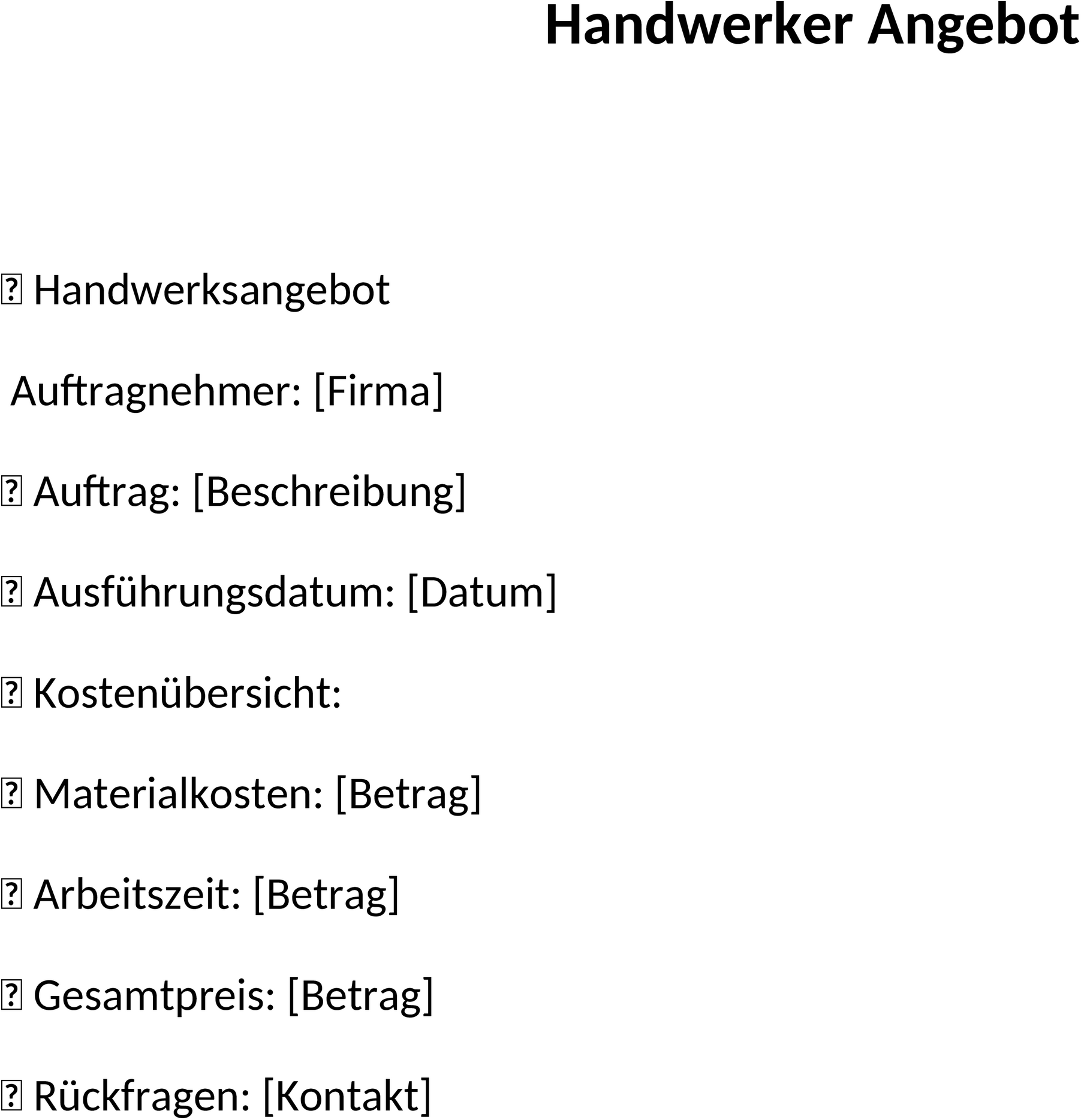 Handwerker-Angebot-Word-Vorlage