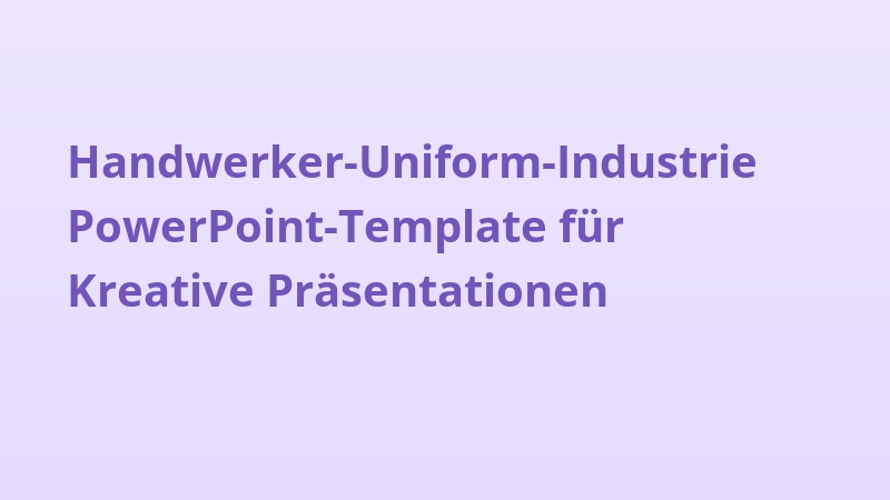 Handwerker-Uniform-Industrie PowerPoint-Template für Kreative Präsentationen