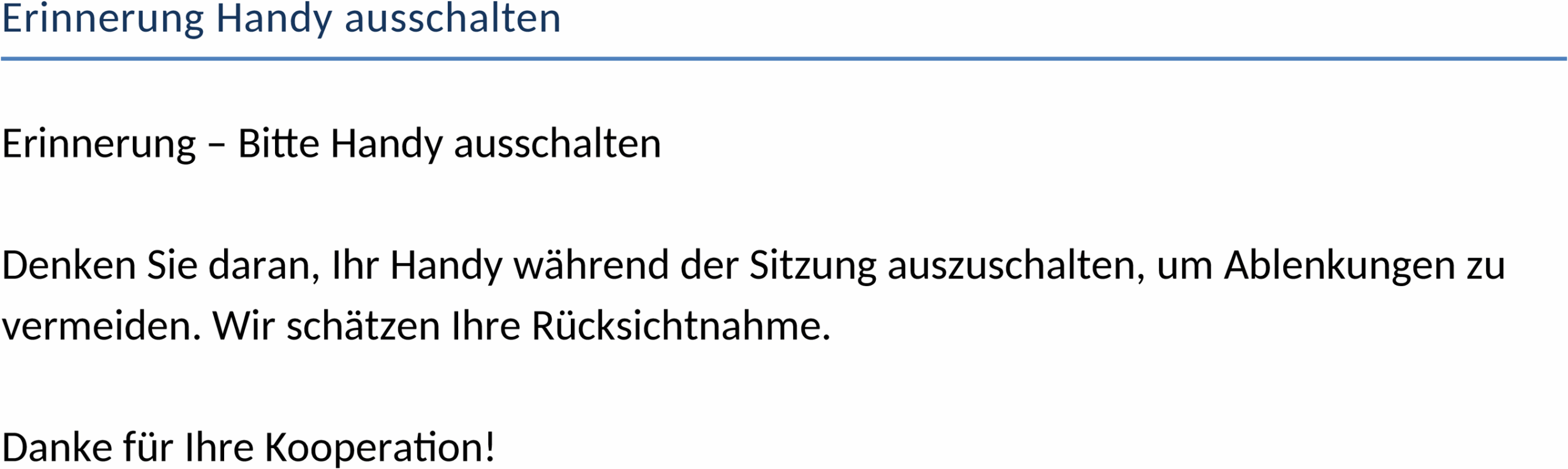 Word-Vorlage Handy-Ausschalt-Erinnerung