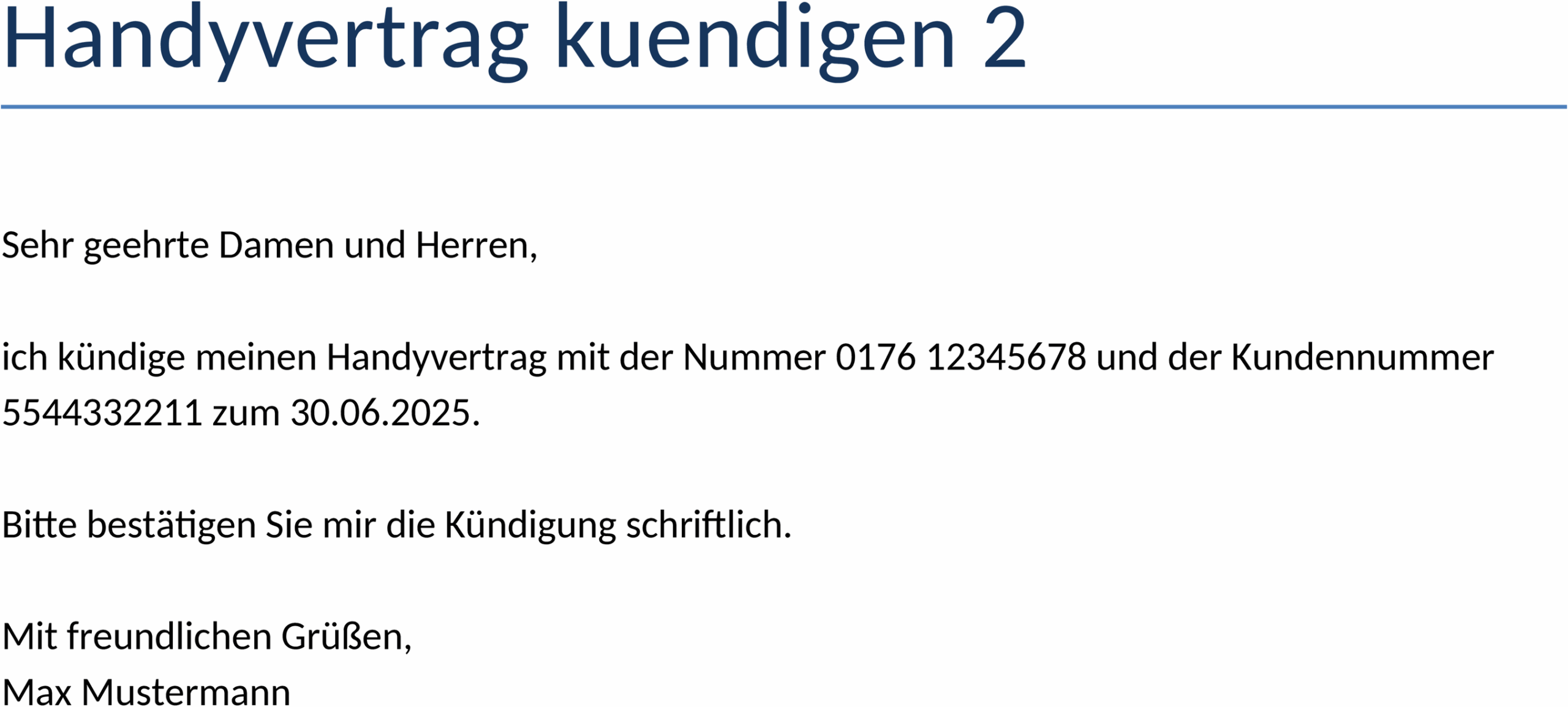 Word-Dokument: Handyvertrag-Kündigung