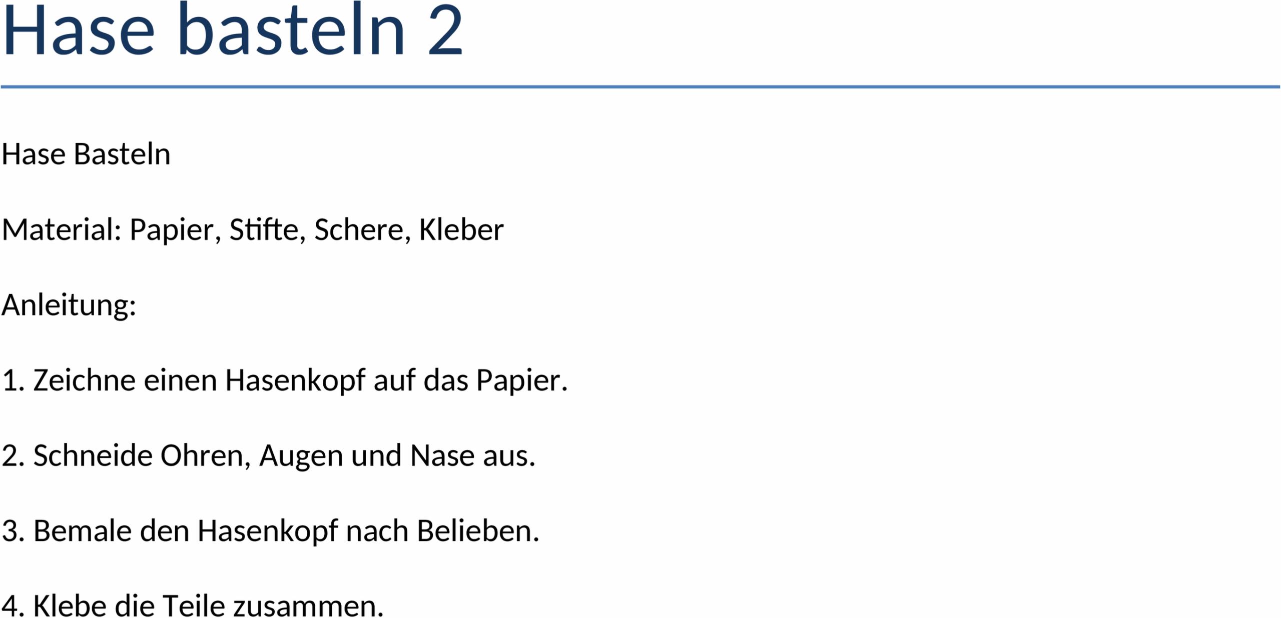 Hasen Bastelvorlage im Word-Format
