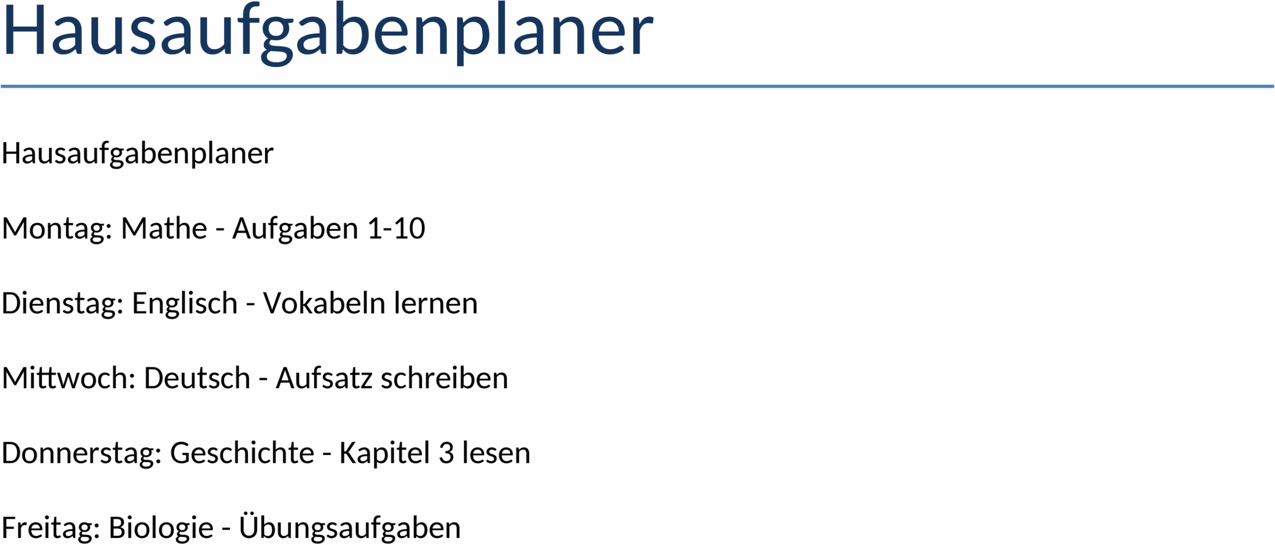 Hausaufgabenplaner.docx für effektive Schulorganisation