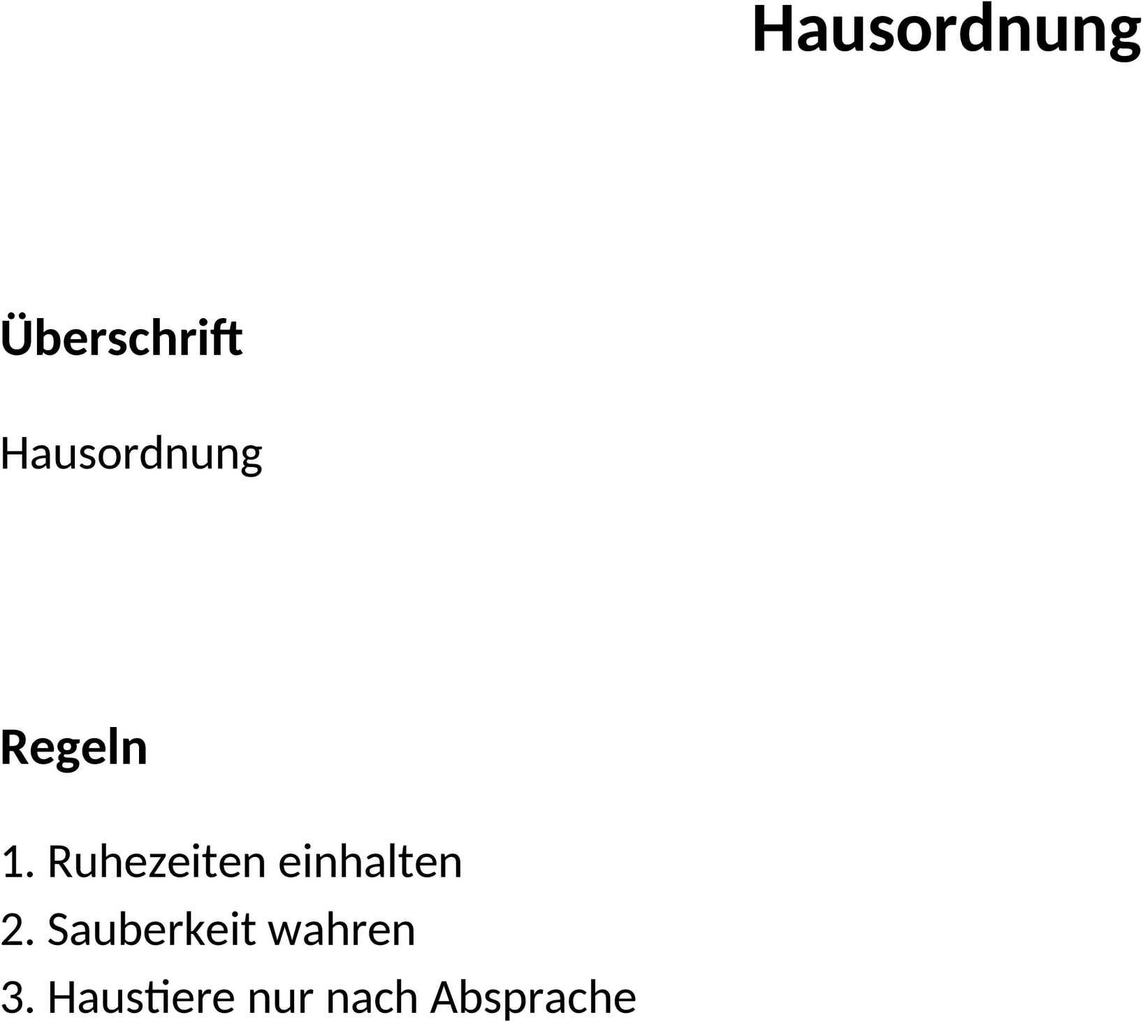 Hausordnung Word-Vorlage für ein harmonisches Zusammenleben