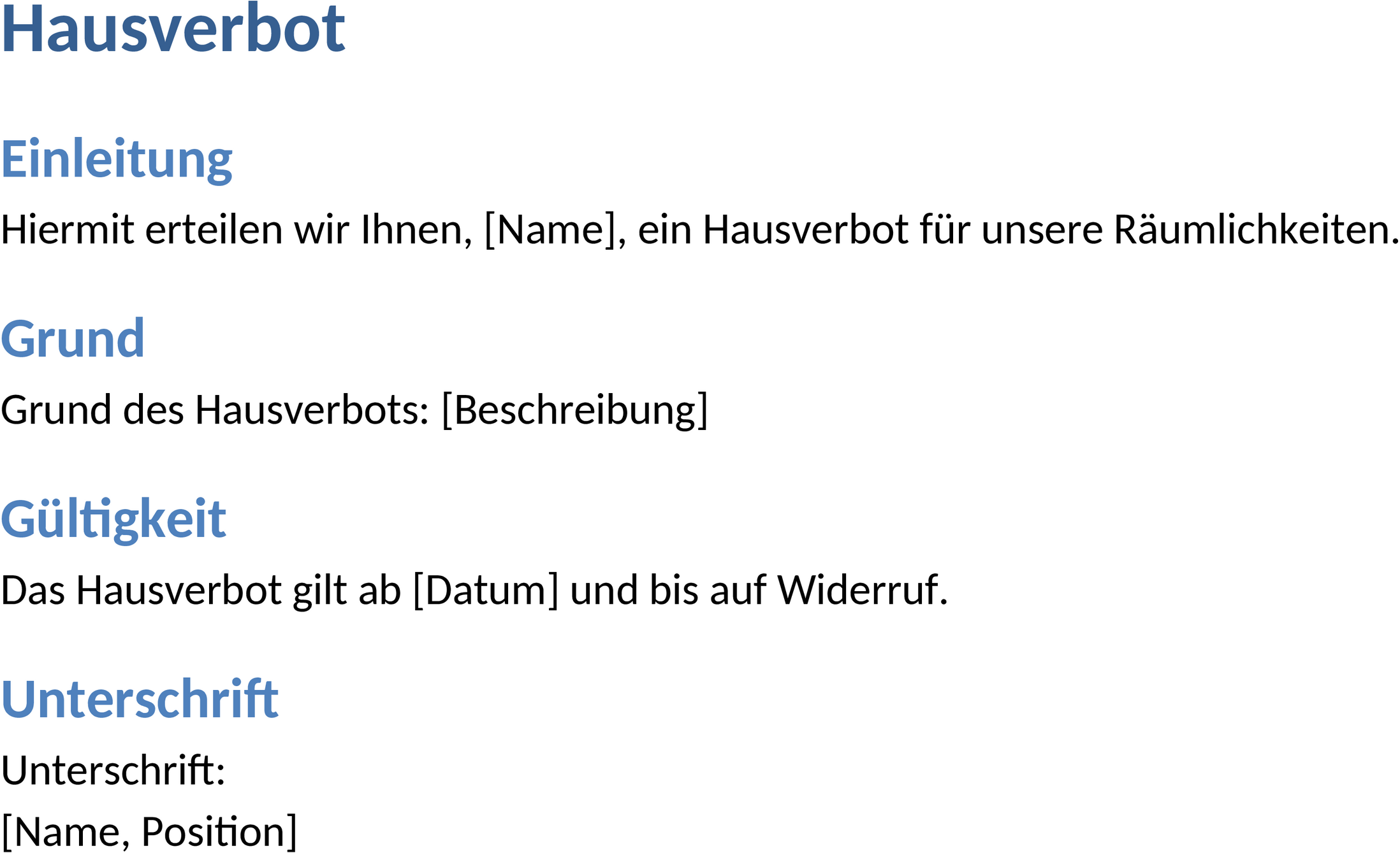 Hausverbot Word-Vorlage