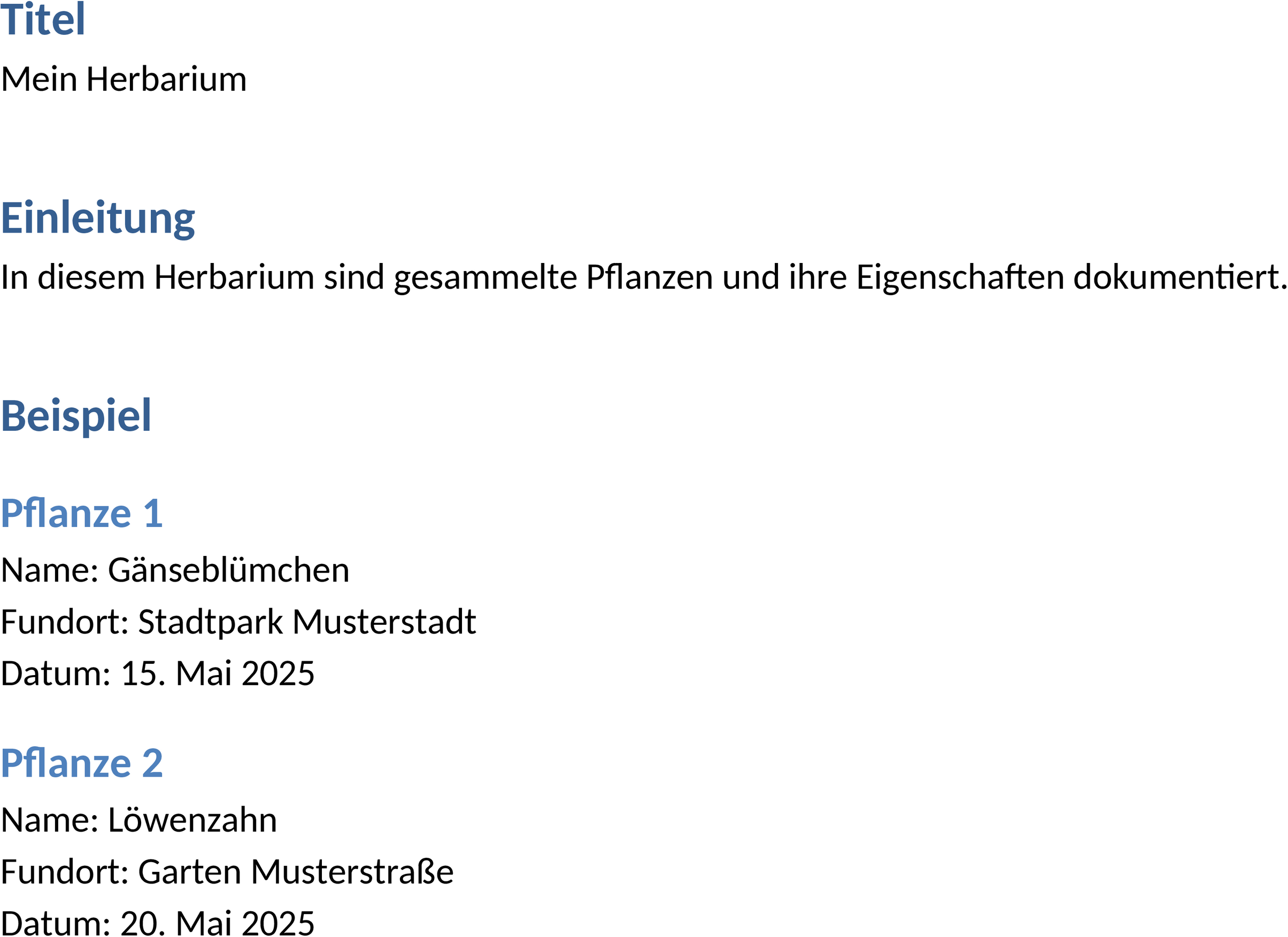 Herbarium-Word-Vorlage