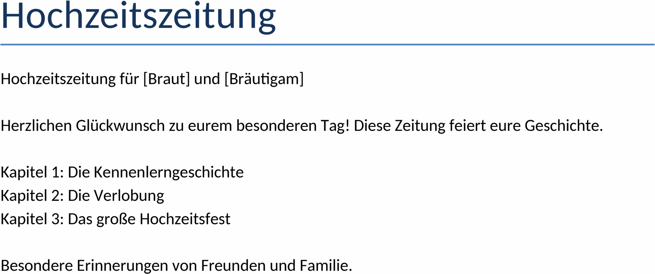 Hochzeitszeitung Word Vorlage