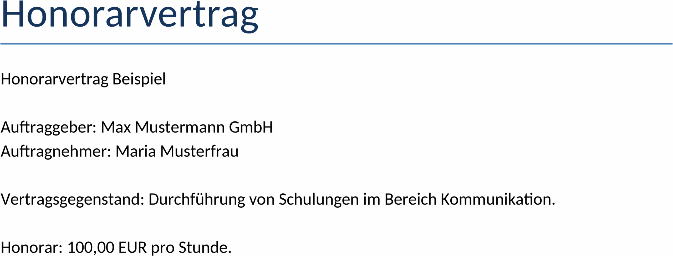 Honorarvertrag Word Datei
