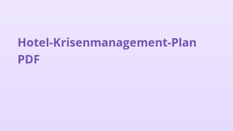 Hotel-Krisenmanagement-Plan PDF