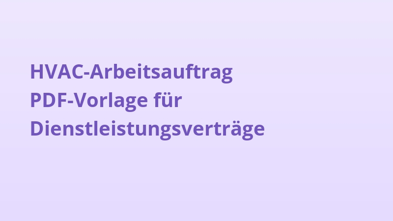 HVAC-Arbeitsauftrag PDF-Vorlage für Dienstleistungsverträge