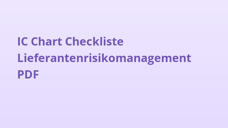 IC Chart Checkliste Lieferantenrisikomanagement PDF