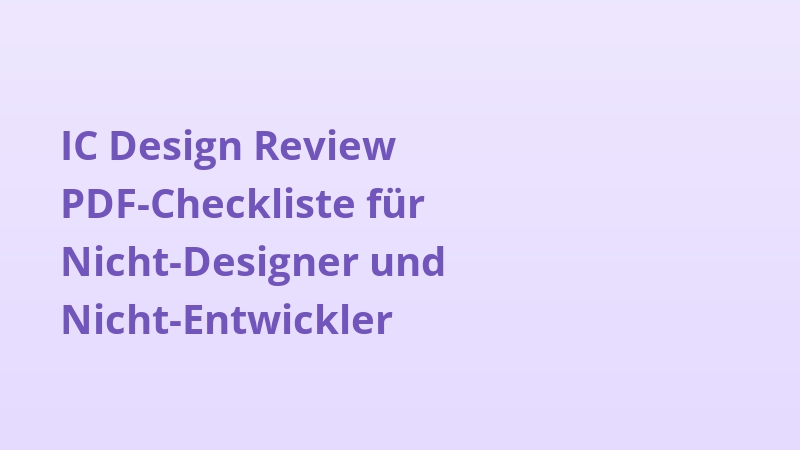 IC Design Review PDF-Checkliste für Nicht-Designer und Nicht-Entwickler