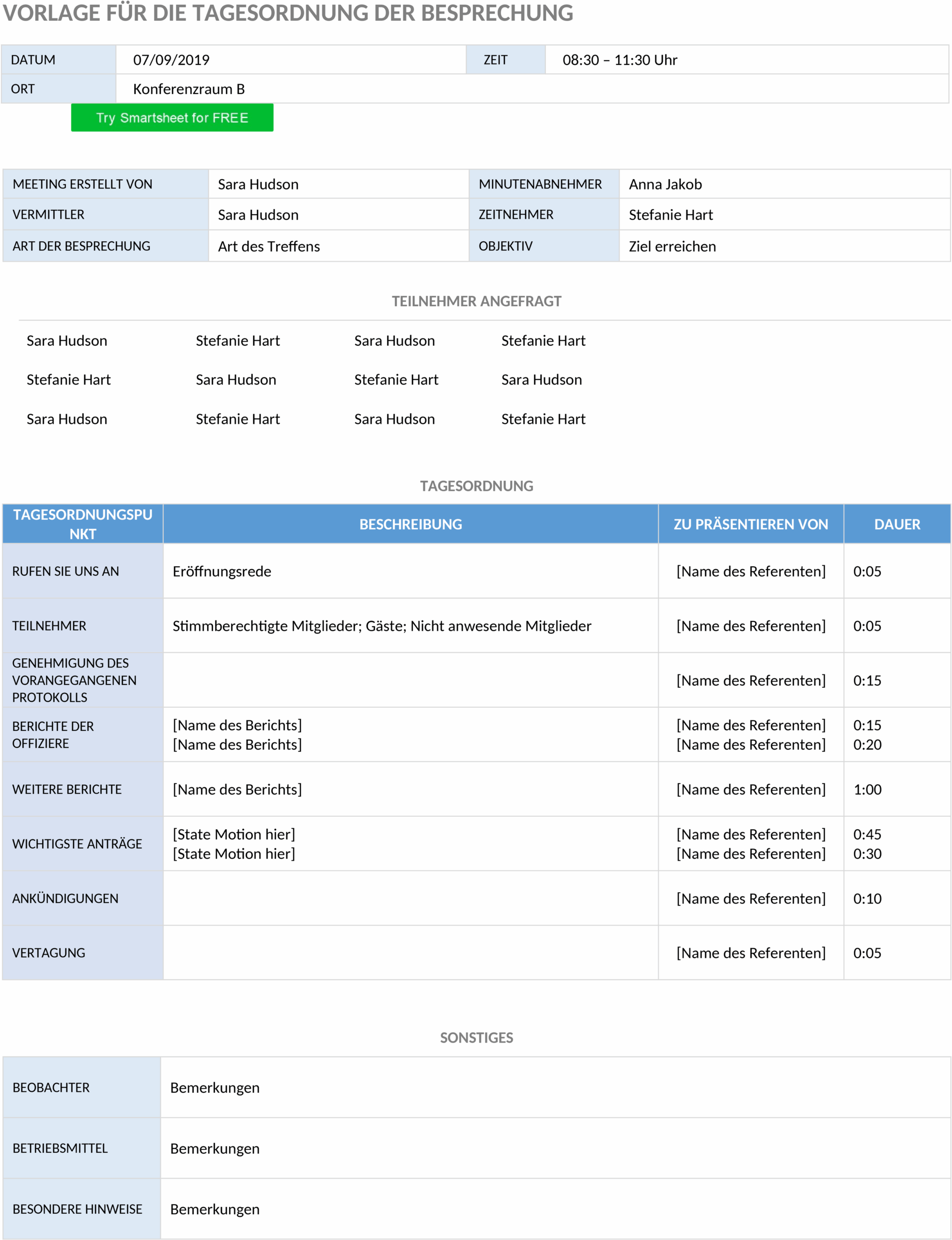 IC Meeting Agenda als Word-Dokument