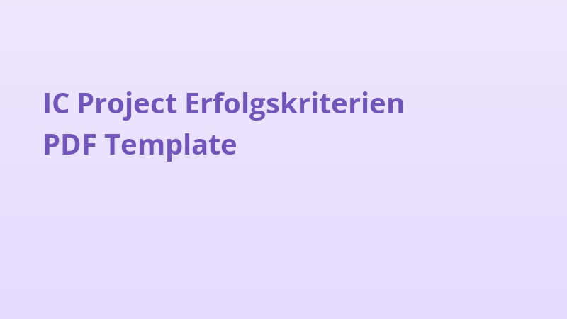 IC Project Erfolgskriterien PDF Template