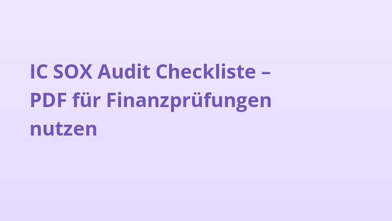 IC SOX Audit Checkliste – PDF für Finanzprüfungen nutzen