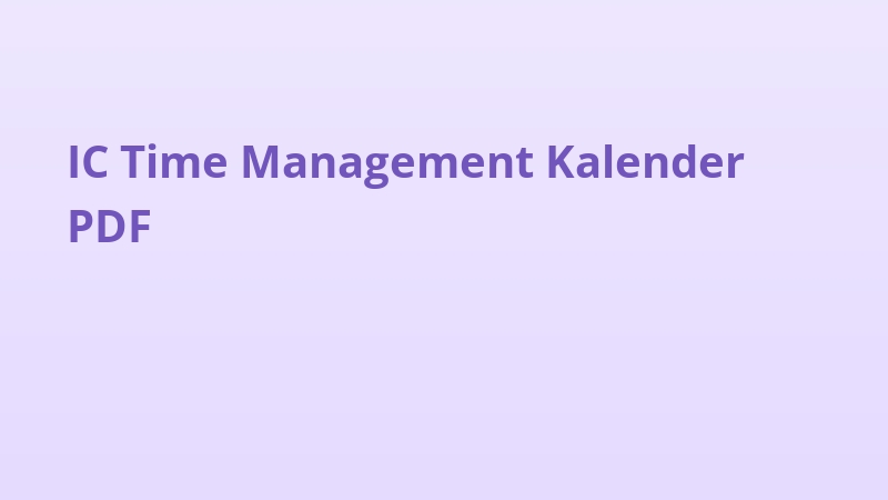 IC Time Management Kalender PDF