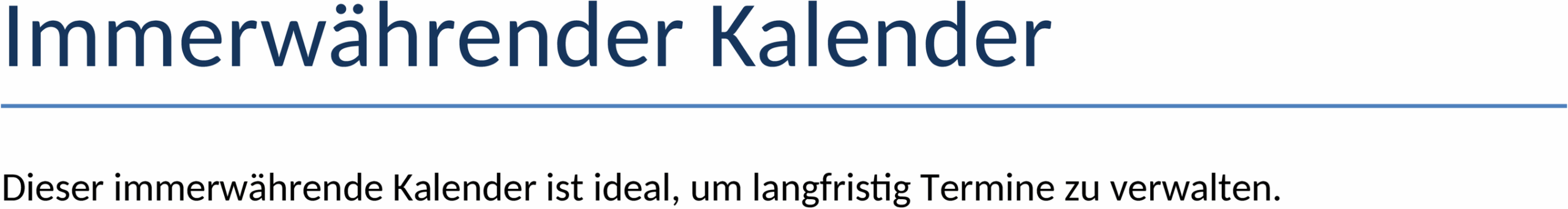 Immerwährender Kalender für Word