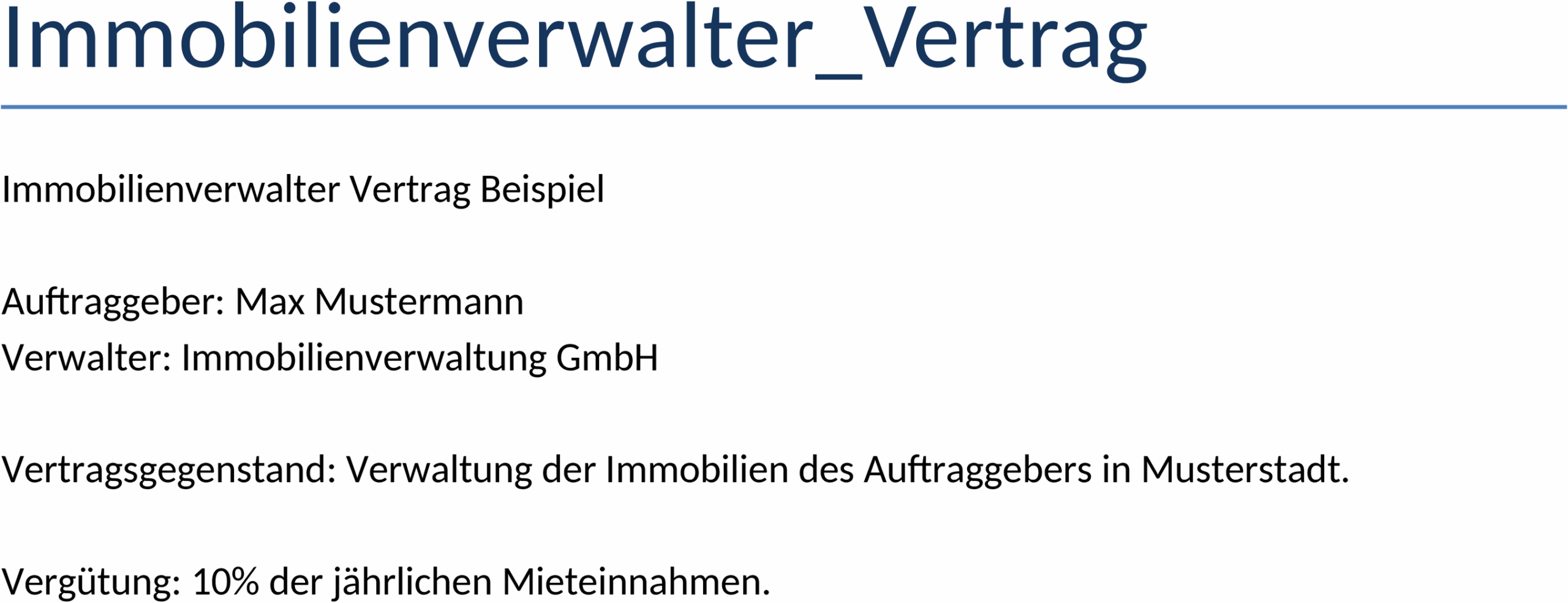 Word-Vorlage Immobilienverwaltervertrag