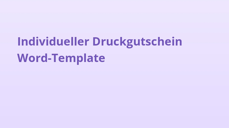 Individueller Druckgutschein Word-Template