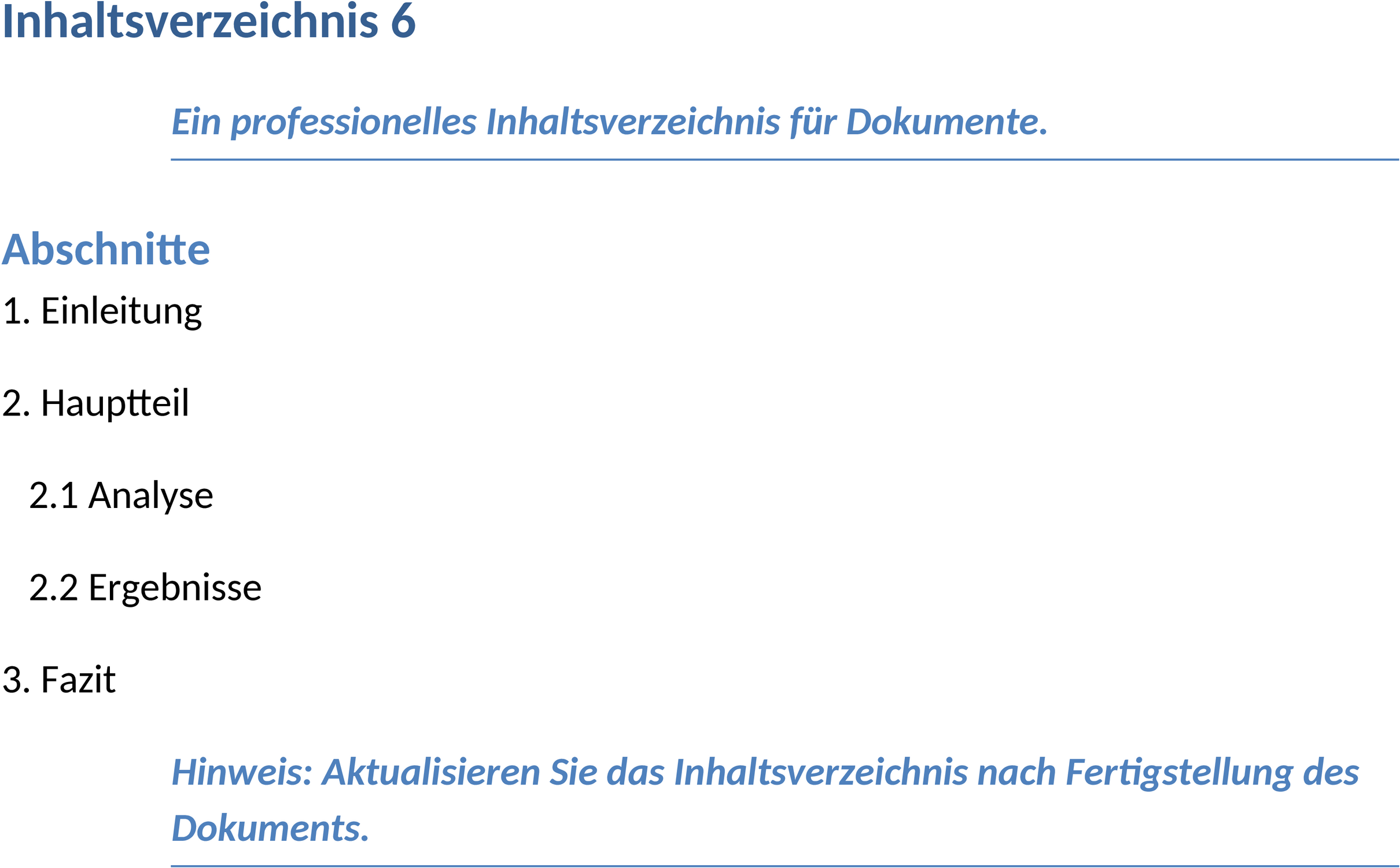 Inhaltsverzeichnis-Word-Dokument