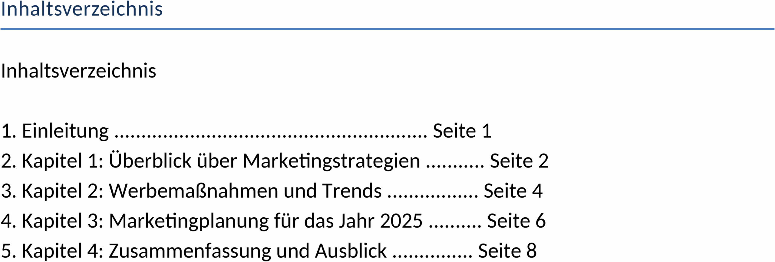 Inhaltsverzeichnis Word-Vorlage: Effiziente Dokumentstruktur