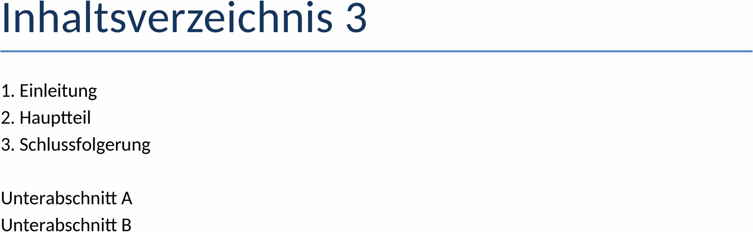 Inhaltsverzeichnis Word Vorlage