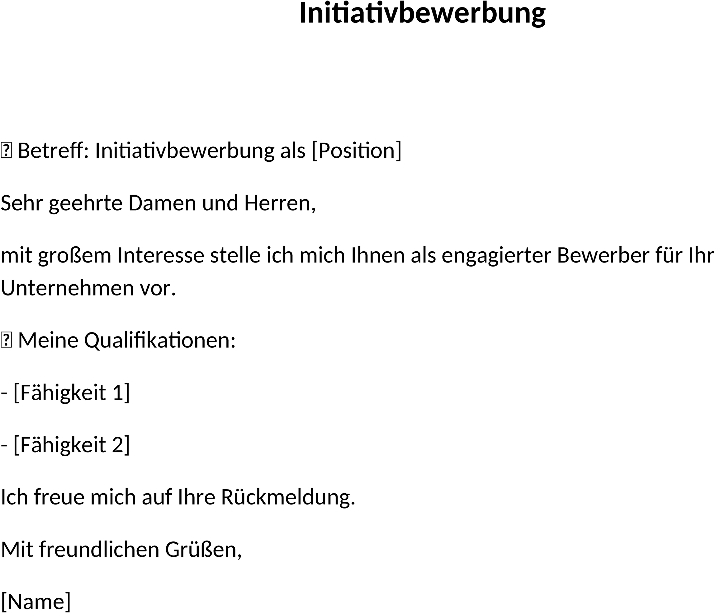 Initiativbewerbung Word-Vorlage für Bewerbungen