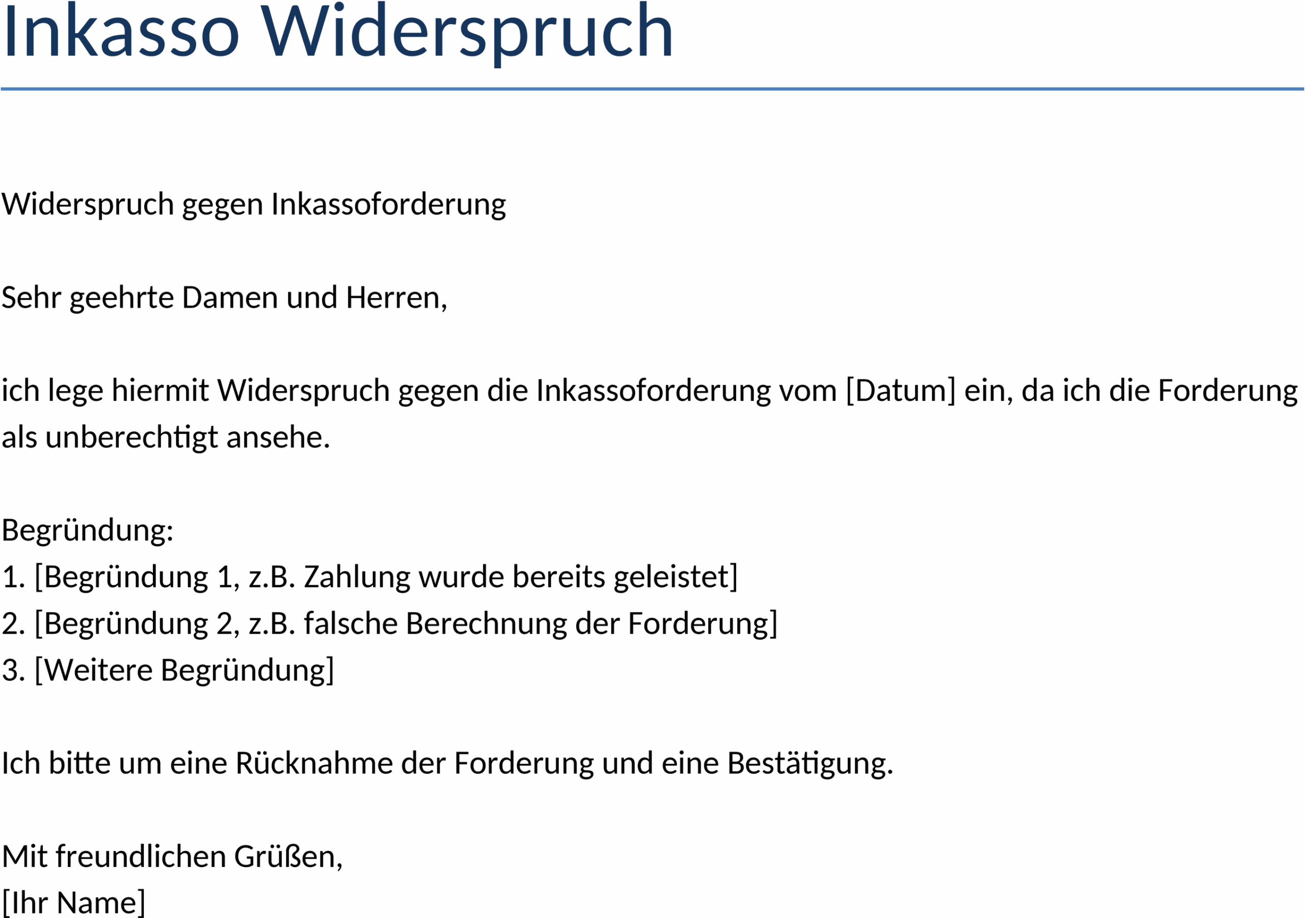 Inkasso-Widerspruch Word-Vorlage