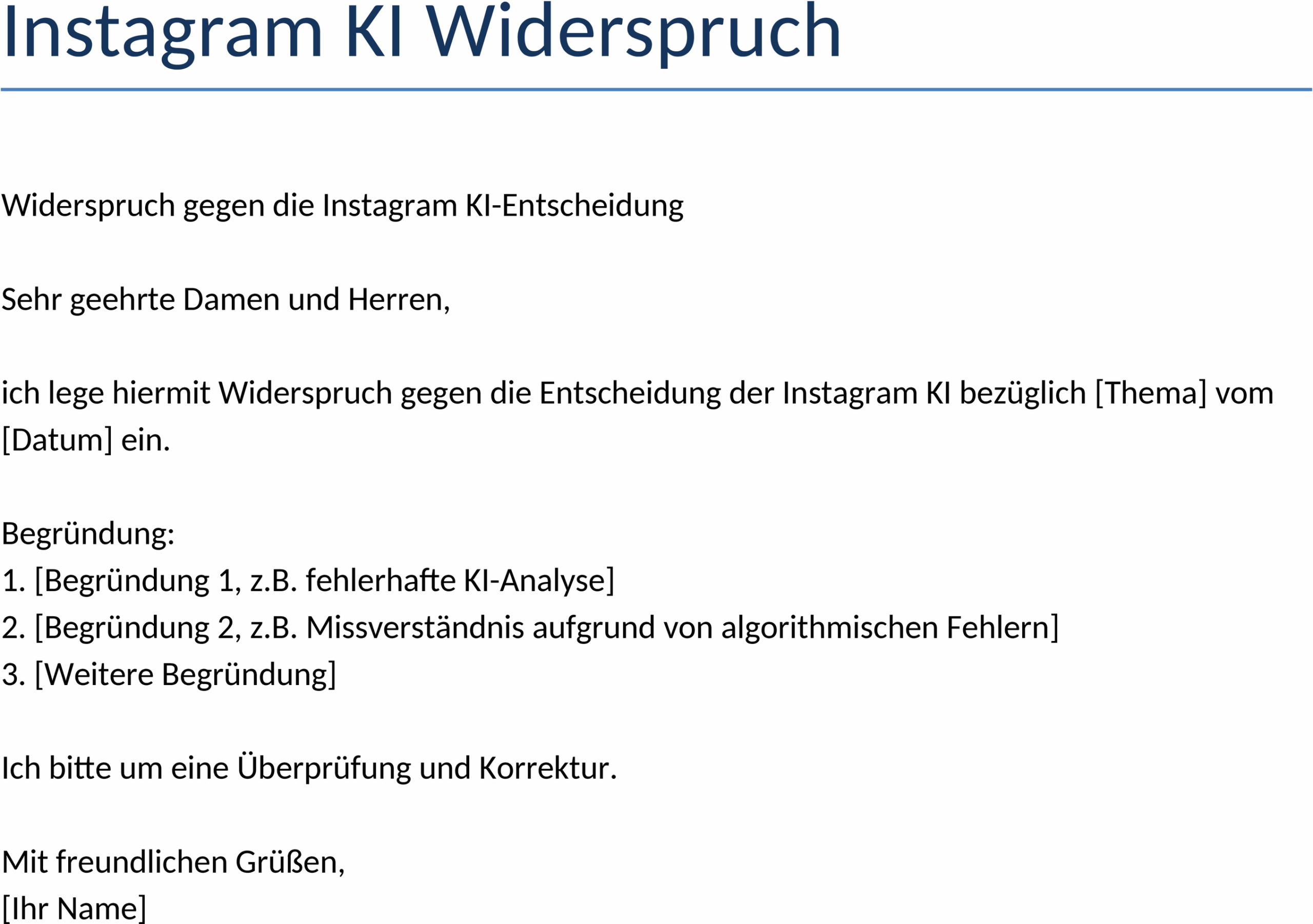 Instagram Widerspruch Vorlage