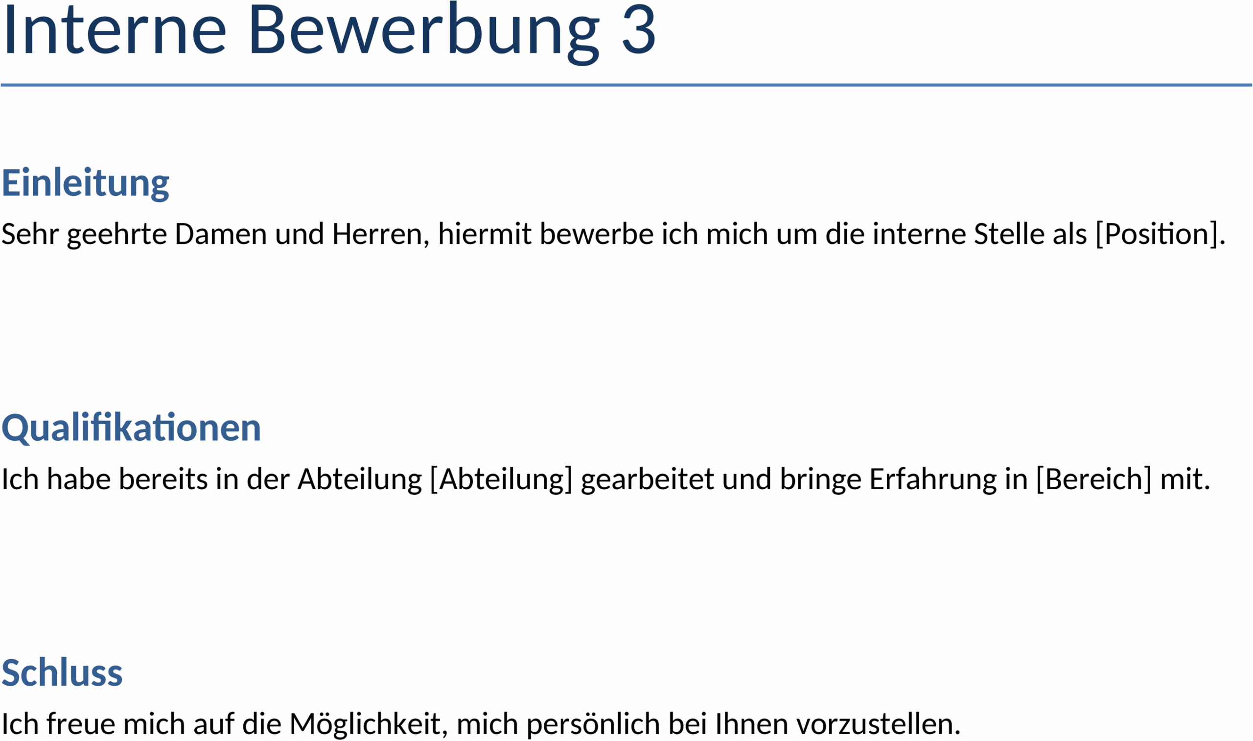 Interne Bewerbung Word Vorlage