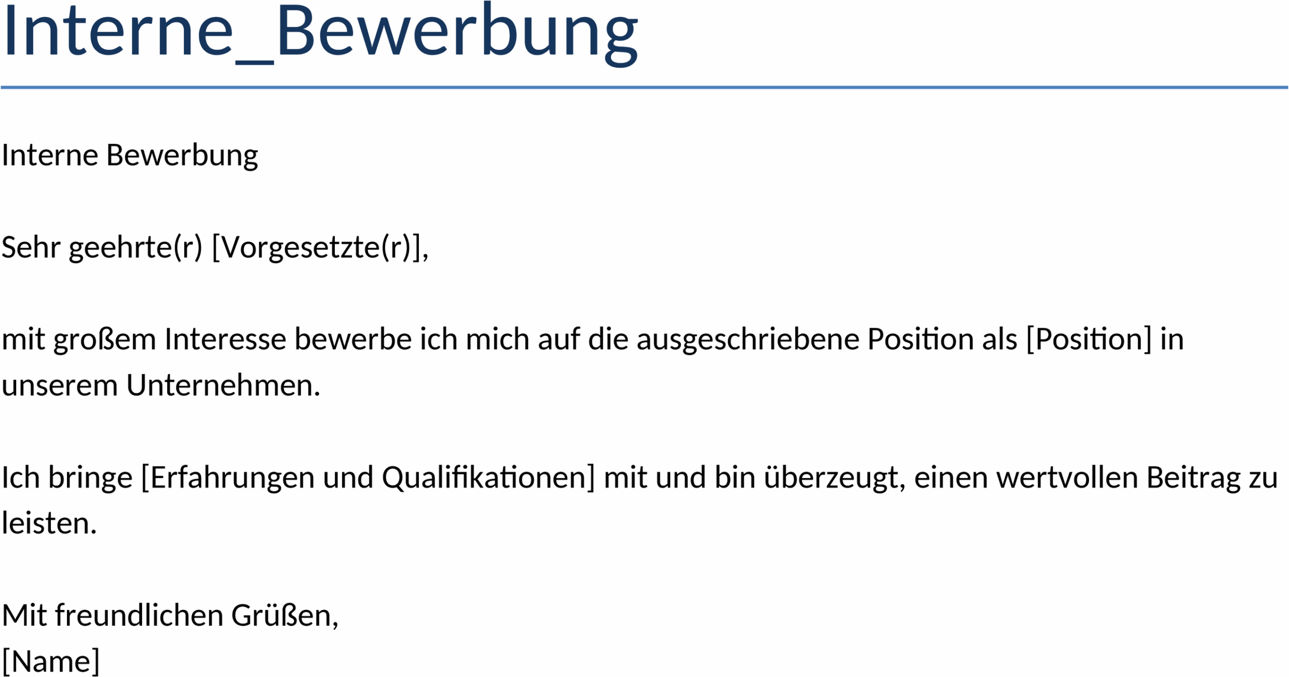 Interne Bewerbung Word-Datei