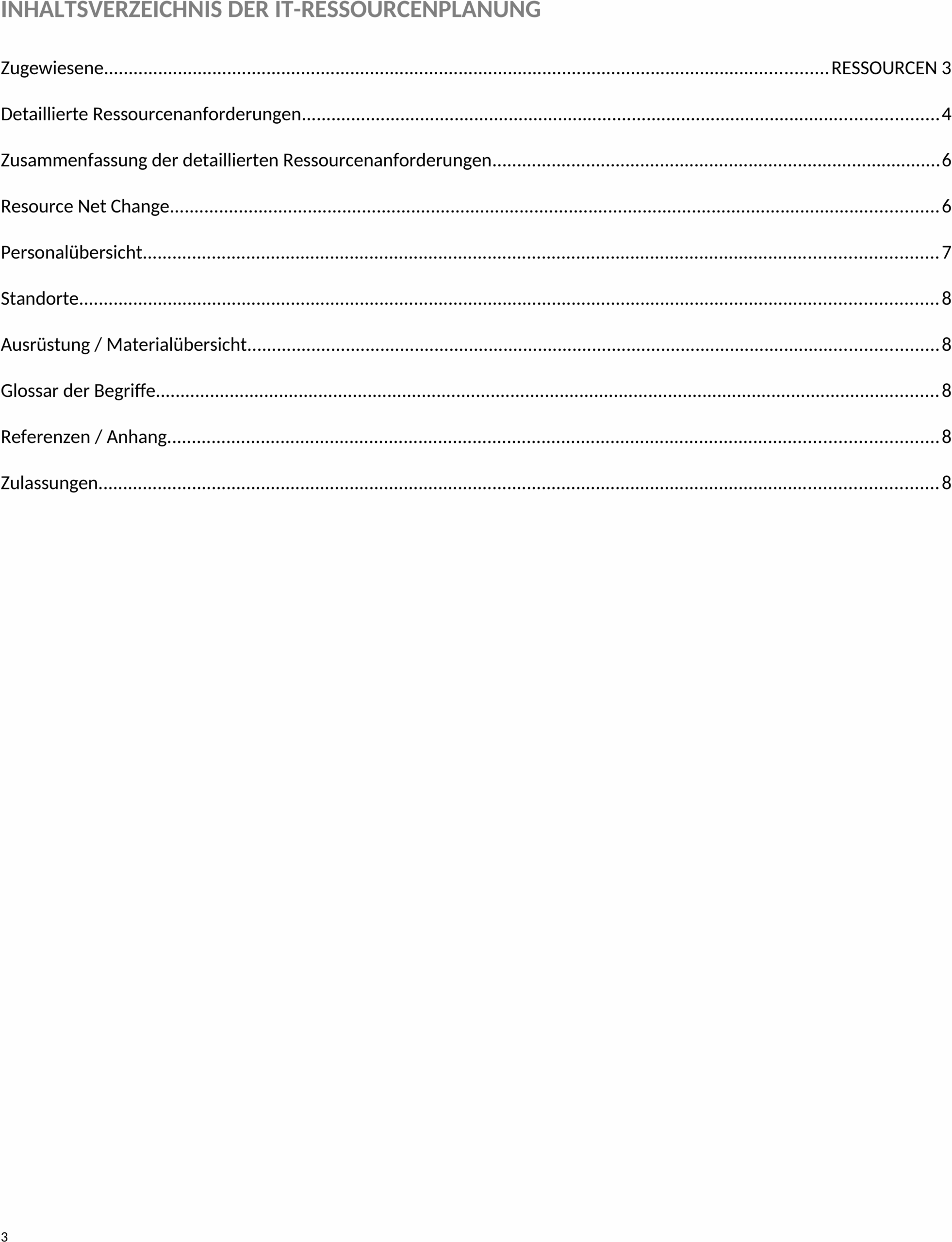 IT-Ressourcen-Planung Word Vorlage