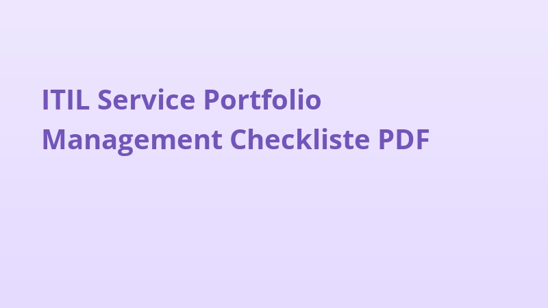 ITIL Service Portfolio Management Checkliste PDF