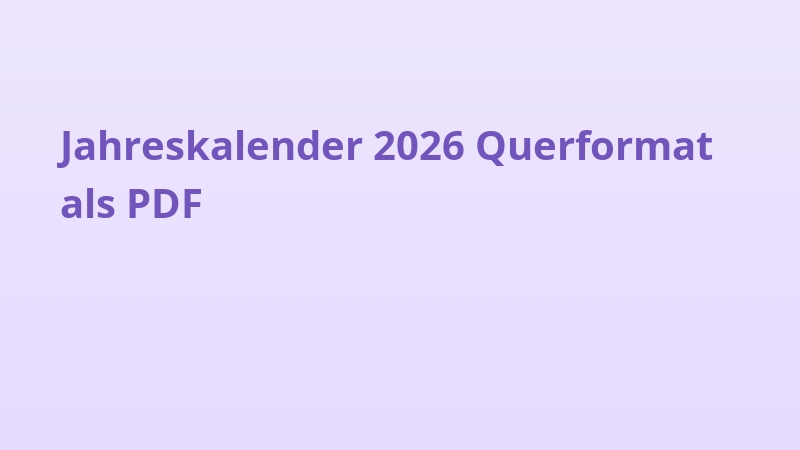 Jahreskalender 2026 Querformat als PDF