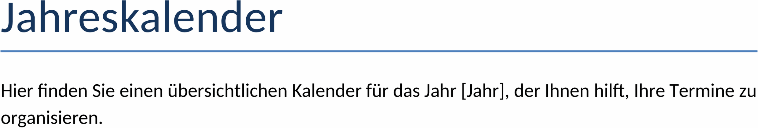 Jahreskalender Word-Dokument