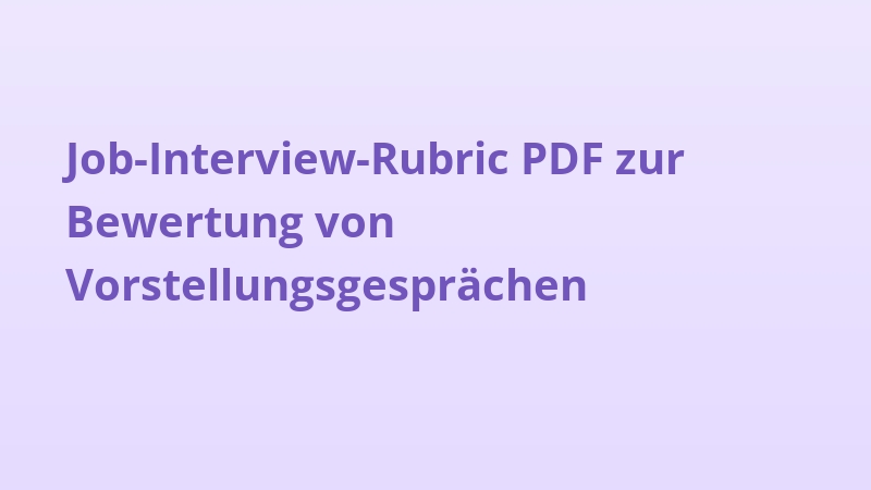Job-Interview-Rubric PDF zur Bewertung von Vorstellungsgesprächen